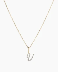 Diamond Script Alphabet Charm Necklace