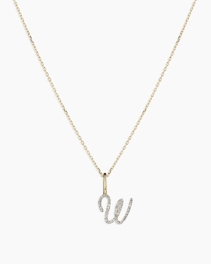 Diamond Script Alphabet Charm Necklace