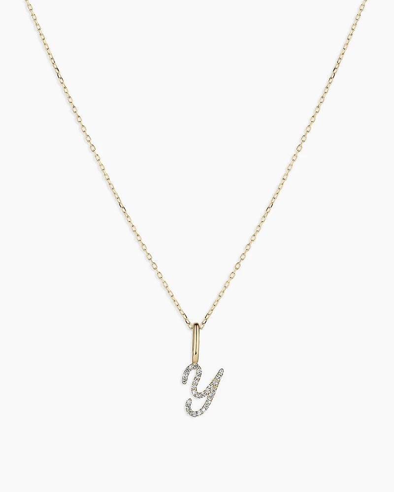 Diamond Script Alphabet Charm Necklace