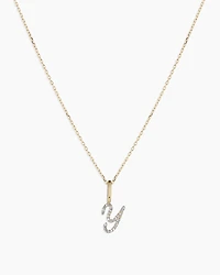 Diamond Script Alphabet Charm Necklace