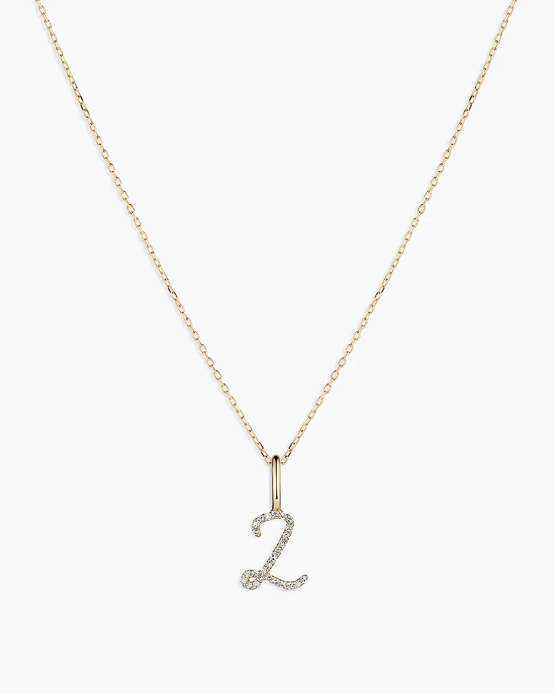 Diamond Script Alphabet Charm Necklace