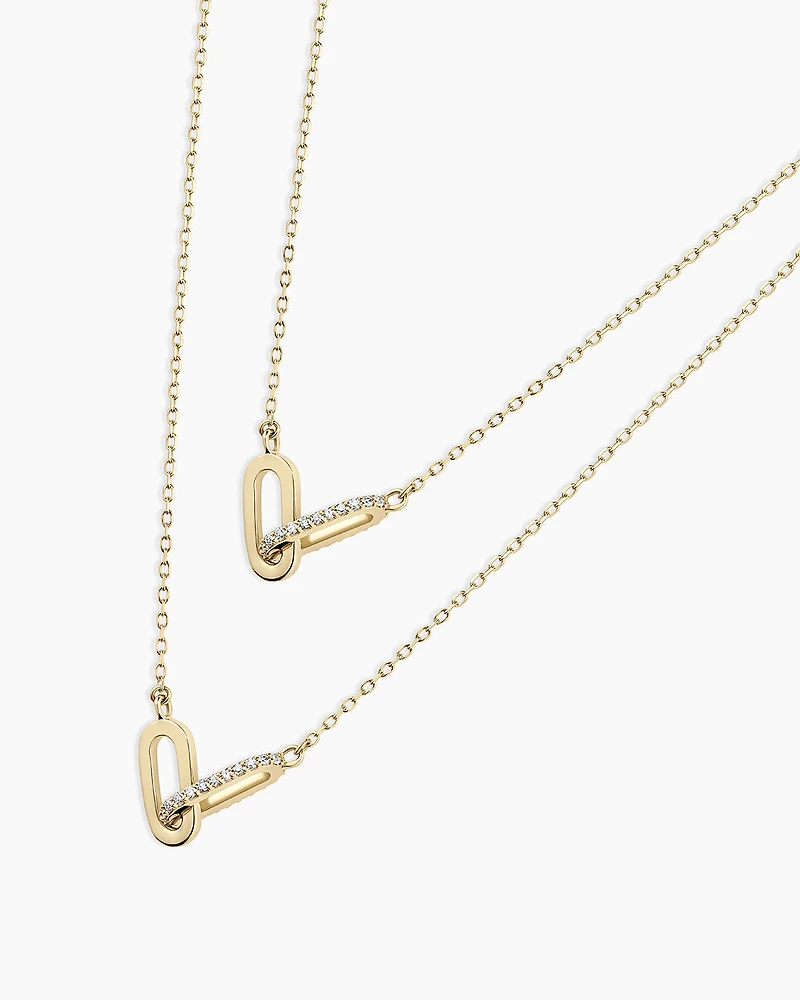 Diamond Bond Interlocking Link Necklace