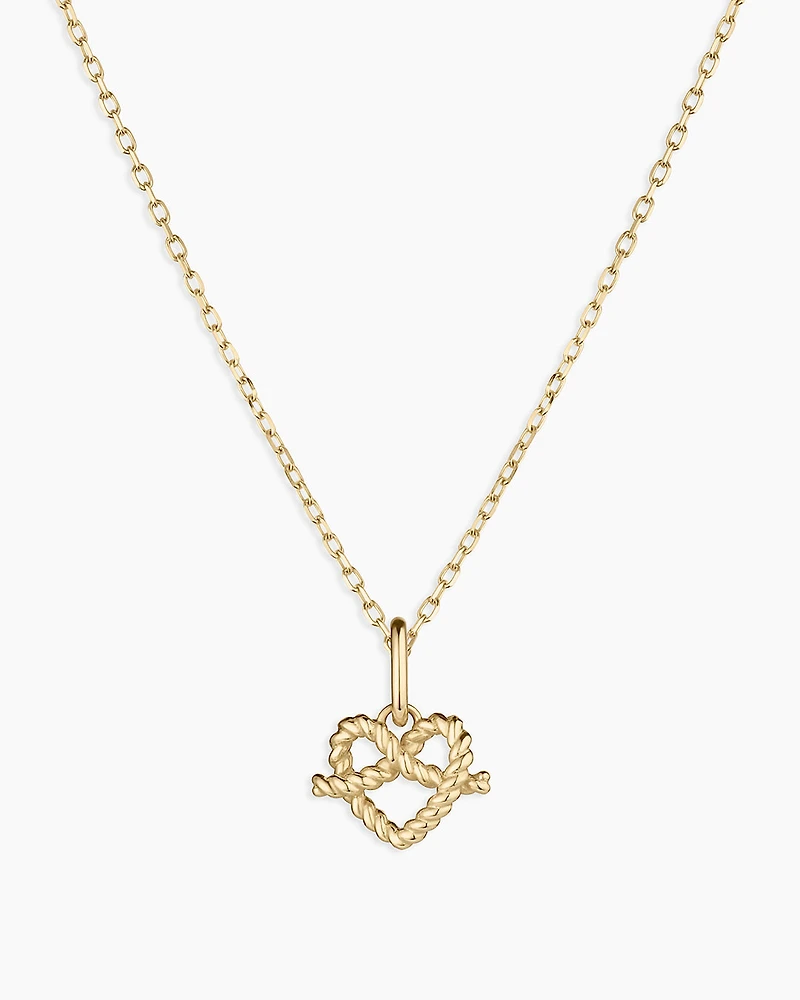 14k Gold Love Knot Charm Necklace