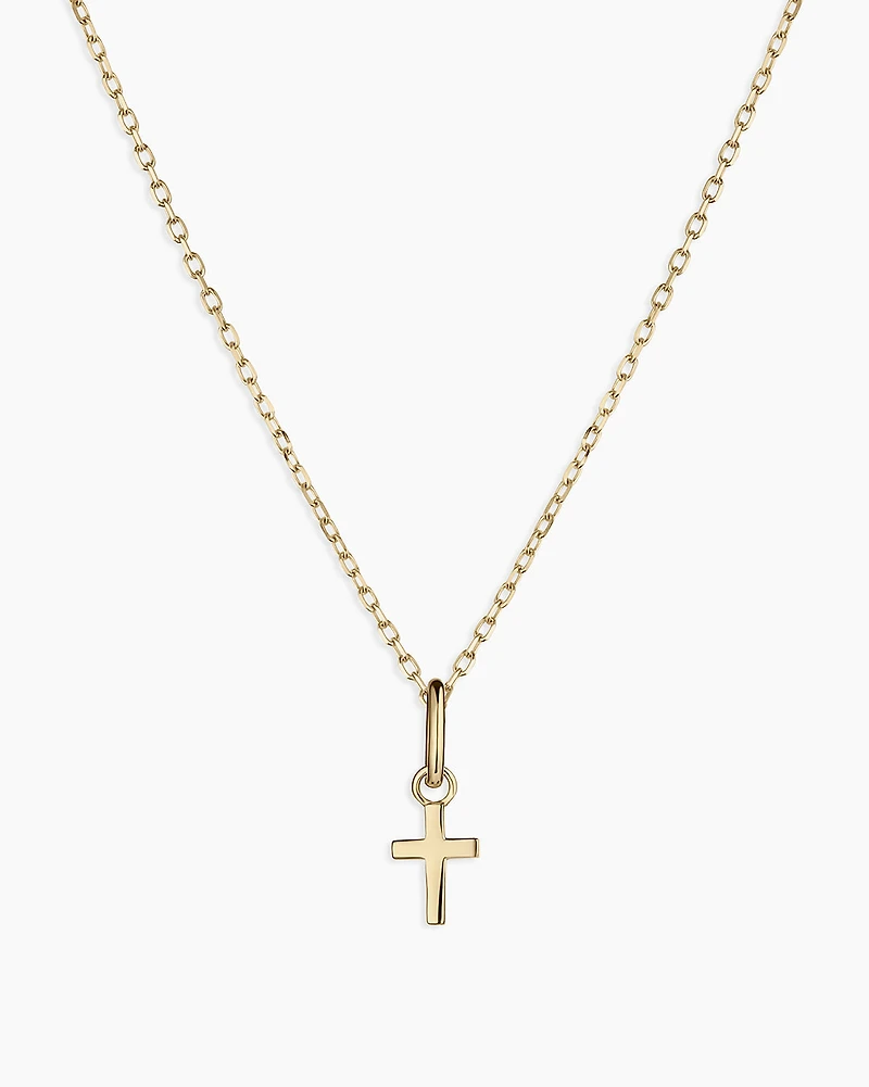 14k Gold Cross Charm Necklace