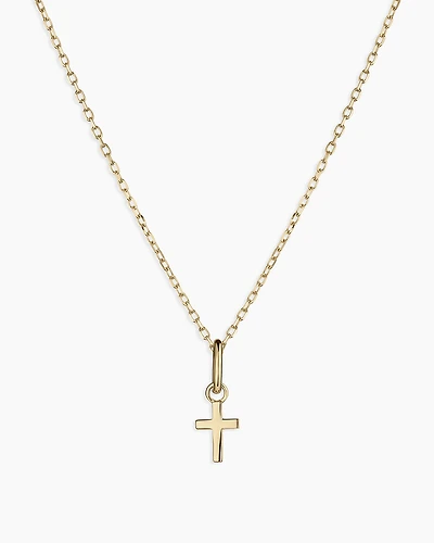 14k Gold Cross Charm Necklace