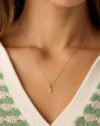 14k Gold Cross Charm Necklace
