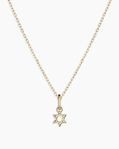 14k Gold Star of David Charm Necklace