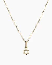 14k Gold Star of David Charm Necklace