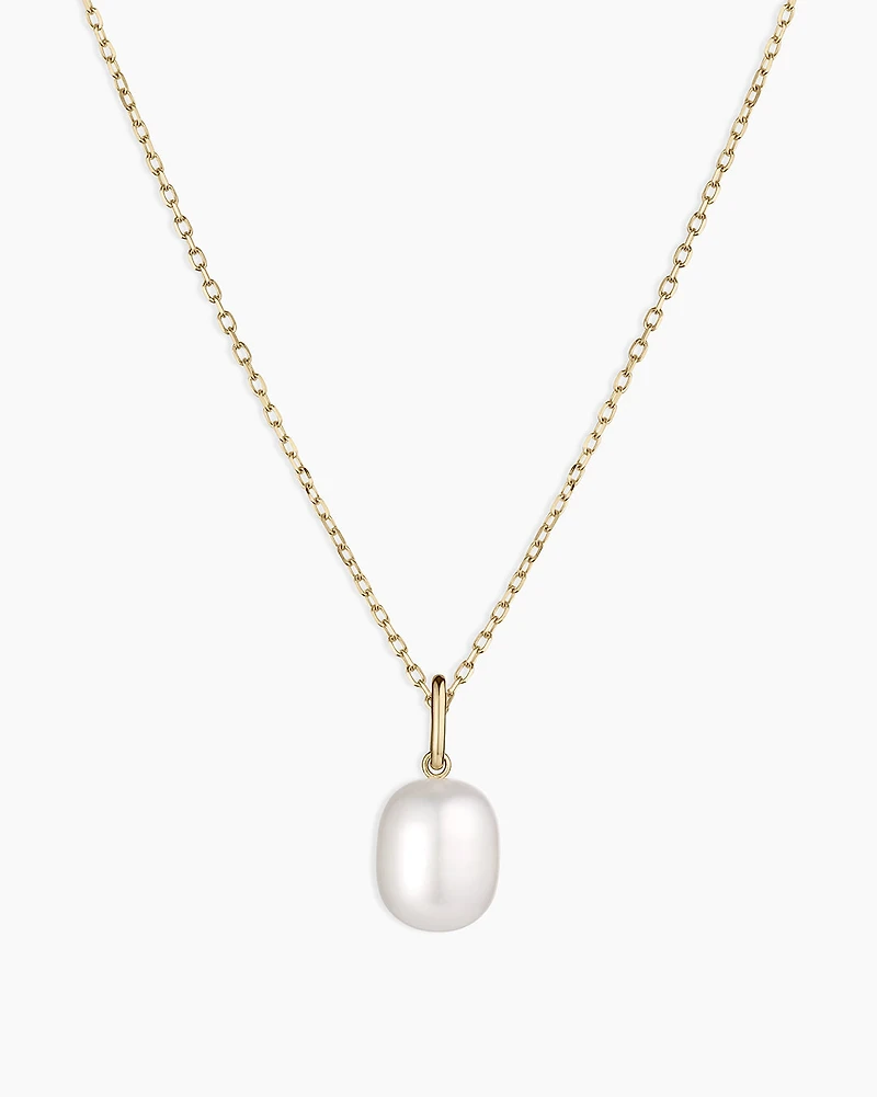 14k Gold Pearl Charm Necklace