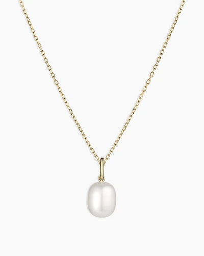 14k Gold Pearl Charm Necklace