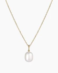 14k Gold Pearl Charm Necklace