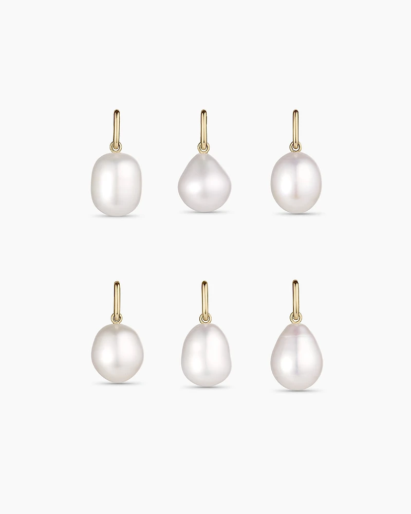 14k Gold Pearl Charm Necklace