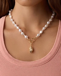 Gold Tulip Shell Charm Necklace