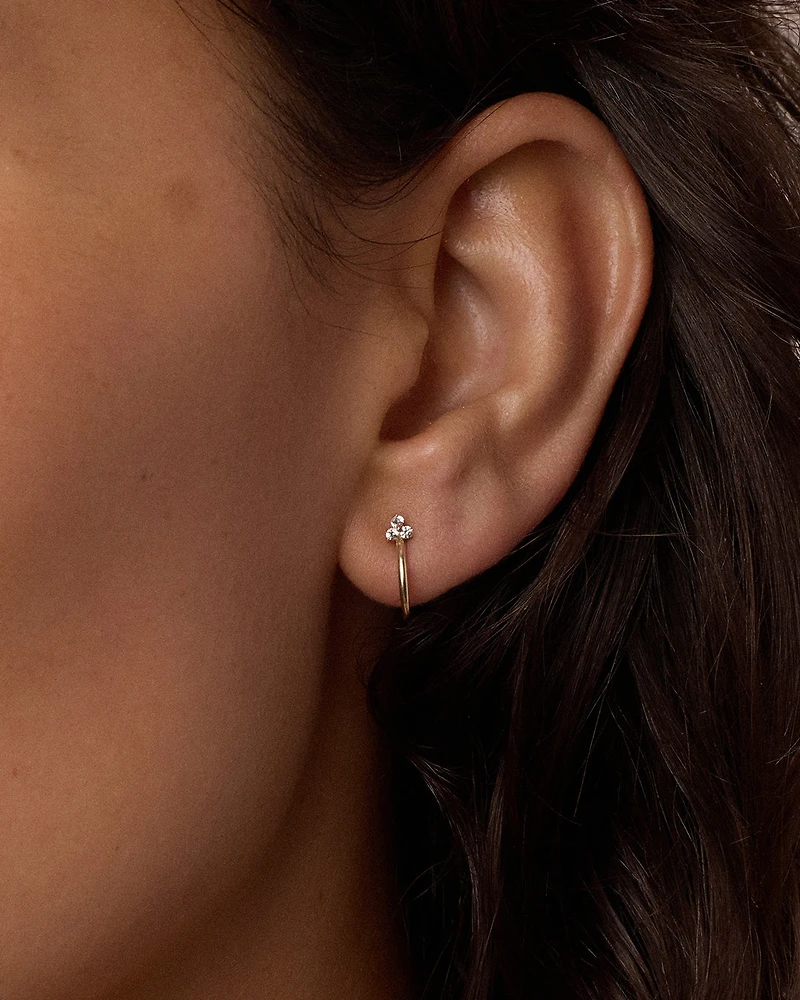 White Sapphire Bali Stud Single Huggie