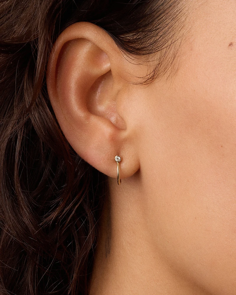 Lab Grown Diamond Circle Stud Huggies