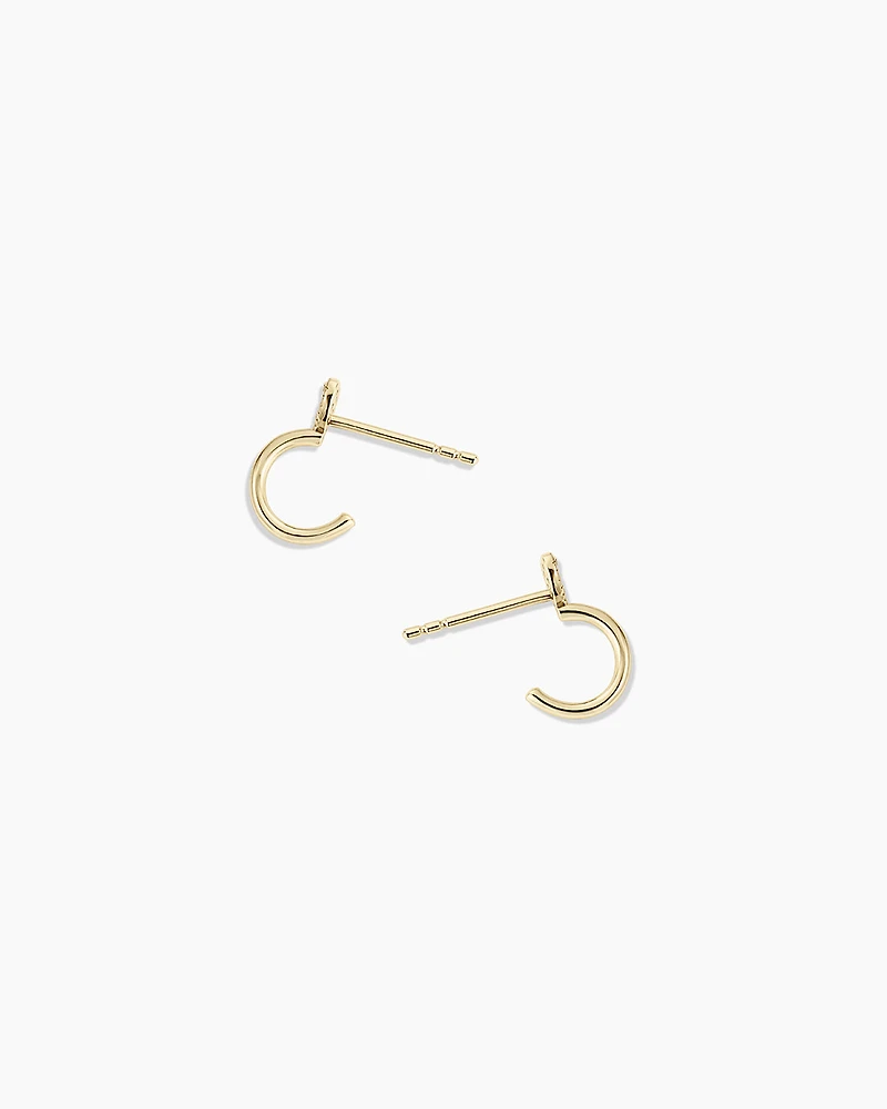 Diamond Heart Stud Huggies