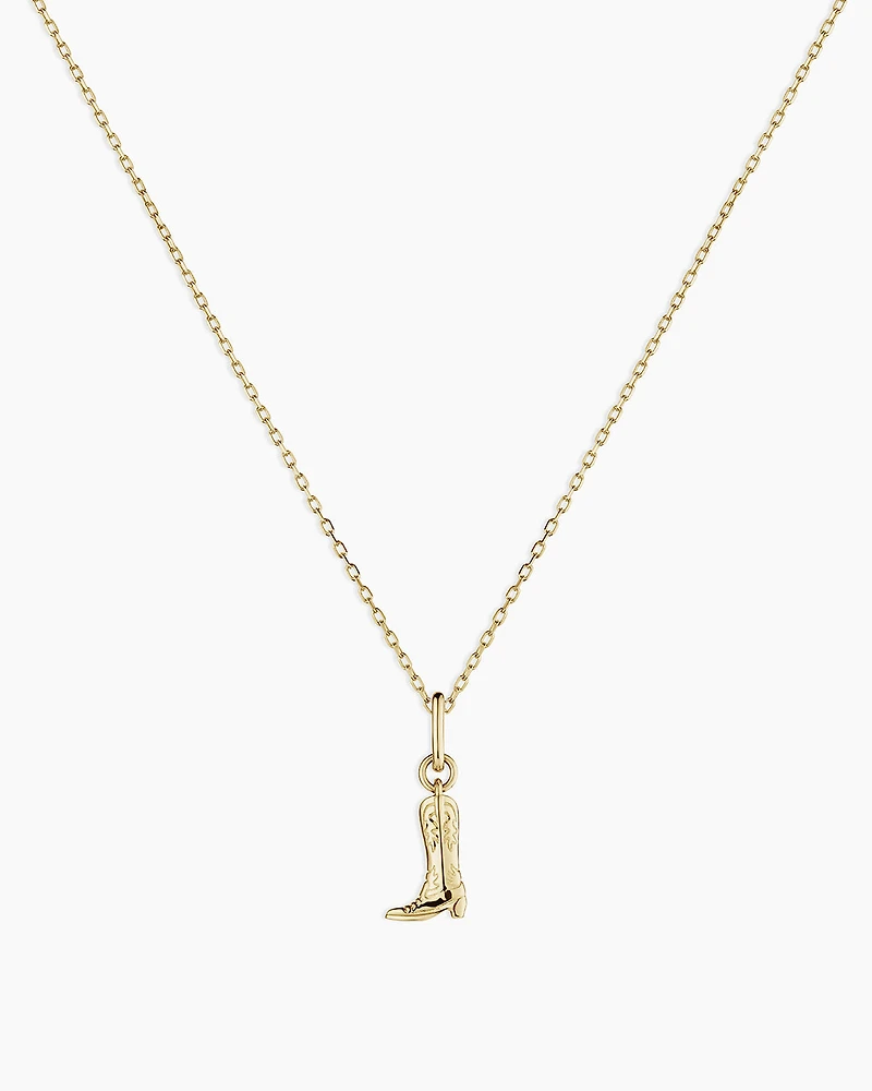 14k Gold Cowboy Boot Charm Necklace