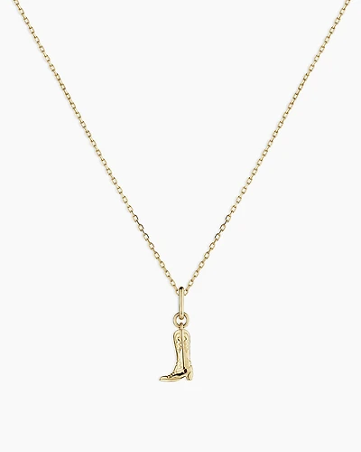 14k Gold Cowboy Boot Charm Necklace
