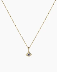 Diamond and Blue Sapphire Evil Eye Charm Necklace