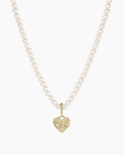 Vintage Heart Alphabet Charm Necklace