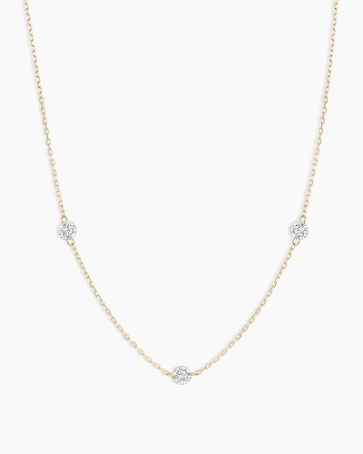 Floating Diamond Stationary Trio Necklace