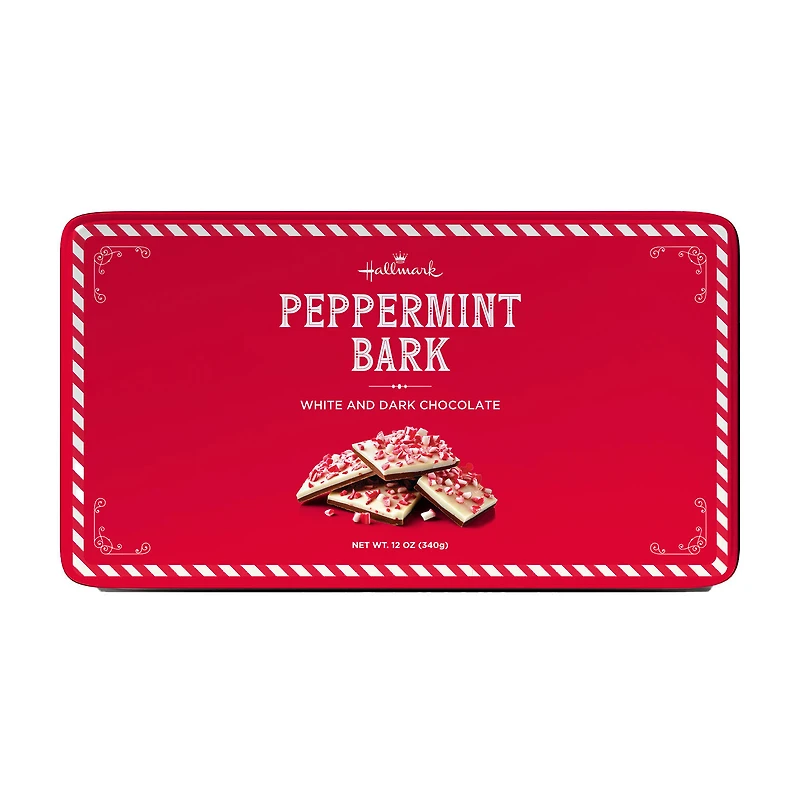 White and Dark Chocolate Peppermint Bark in Tin, 12 oz. for only USD 26.99 | Hallmark