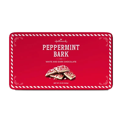 White and Dark Chocolate Peppermint Bark in Tin, 12 oz. for only USD 26.99 | Hallmark