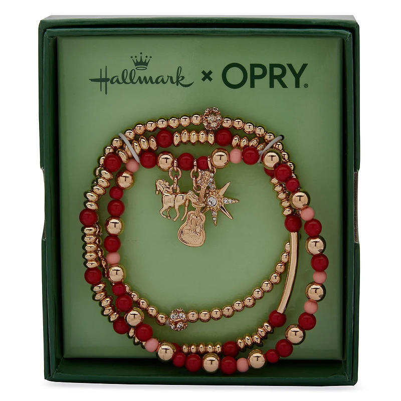 Hallmark x Opry® Pink, Red and Gold Beaded Bracelets With Charms, Set of 3 for only USD 28.00 | Hallmark