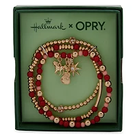 Hallmark x Opry® Pink, Red and Gold Beaded Bracelets With Charms, Set of 3 for only USD 28.00 | Hallmark