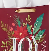 15.5" Joy and Poinsettia Extra-Large Holiday Gift Bag With Tissue Paper for only USD 8.99 | Hallmark