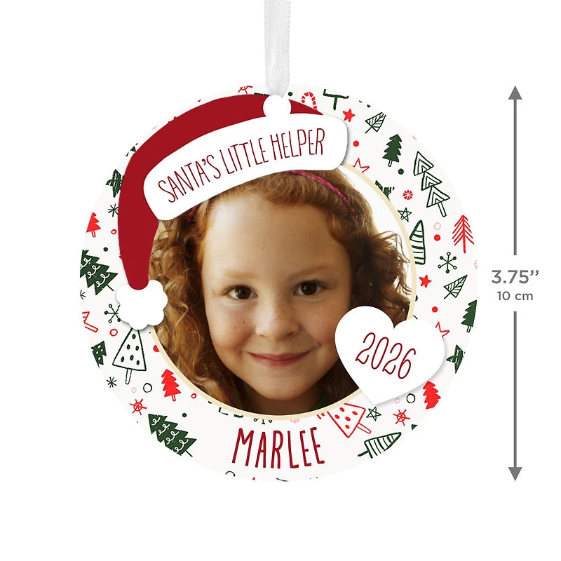 Holiday Round Metal Personalized Ornament, Custom Photo and Text for only USD 17.99 | Hallmark