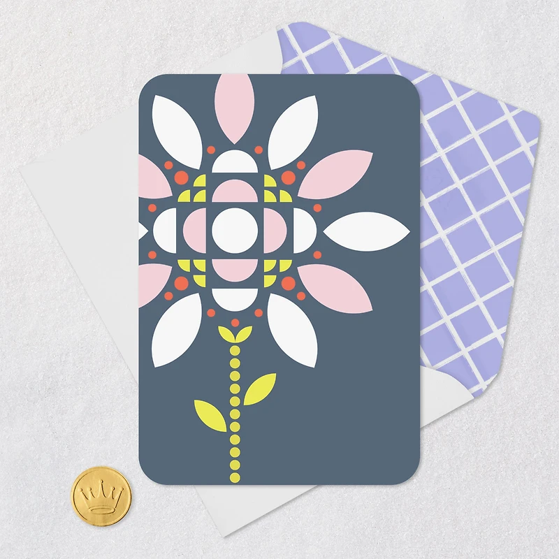 Geometric Flower on Blue Blank Card for only USD 2.99 | Hallmark