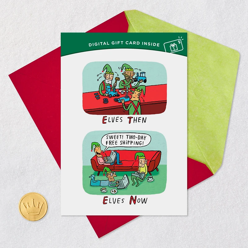 Elves Then and Now Gift Card Greeting Funny Christmas Card for only USD 4.99 | Hallmark