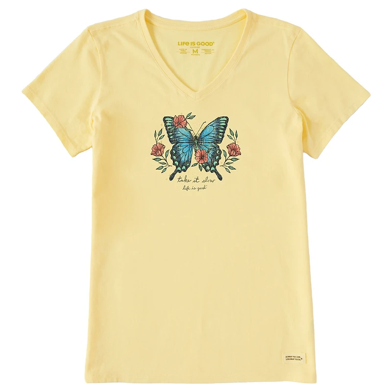 Life Is Good Women's Butterfly Yellow V-Neck T-Shirt for only USD 29.50 | Hallmark