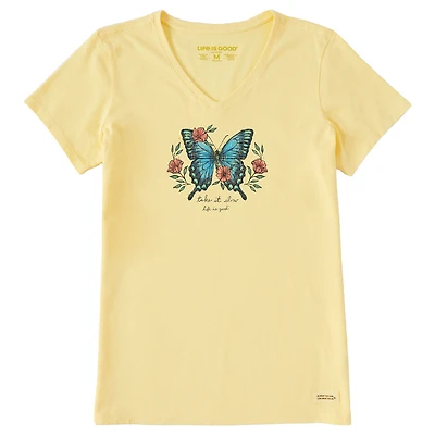 Life Is Good Women's Butterfly Yellow V-Neck T-Shirt for only USD 29.50 | Hallmark