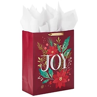 15.5" Joy and Poinsettia Extra-Large Holiday Gift Bag With Tissue Paper for only USD 8.99 | Hallmark