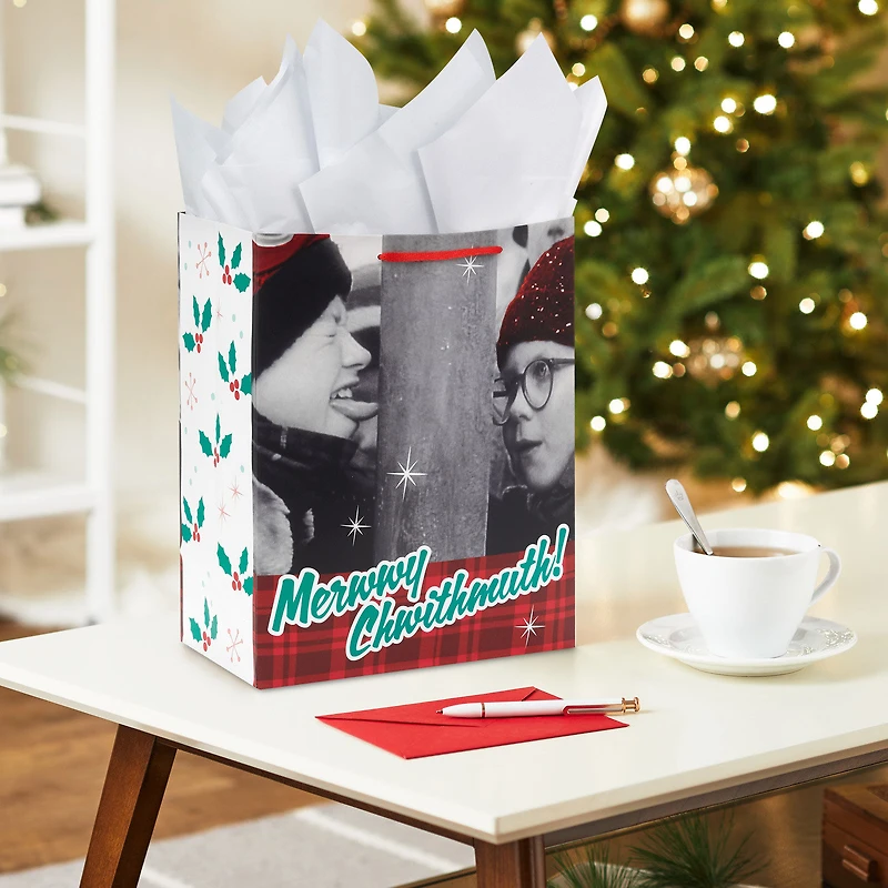 13" A Christmas Story™ Merwwy Chwithmuth! Large Gift Bag With Tissue Paper for only USD 7.99 | Hallmark
