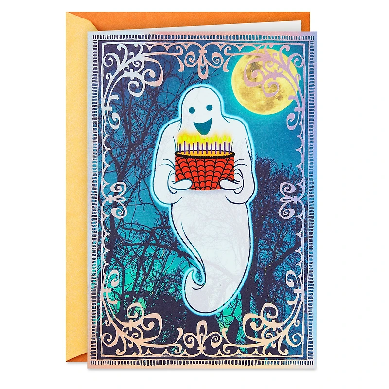 Happy Boo-thday Ghost With Cake Halloween Birthday Card for only USD 2.99 | Hallmark