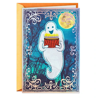 Happy Boo-thday Ghost With Cake Halloween Birthday Card for only USD 2.99 | Hallmark