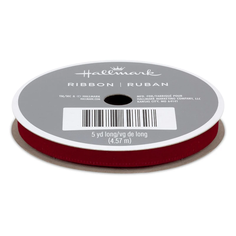 0.3" Burgundy Velvet Holiday Ribbon, 15' for only USD 3.99 | Hallmark