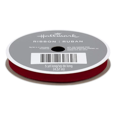 0.3" Burgundy Velvet Holiday Ribbon, 15' for only USD 3.99 | Hallmark