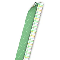 Pastel Plaid/Bright Mint Polka Dots Reversible Wrapping Paper Roll, 20 sq. ft. for only USD 4.99 | Hallmark
