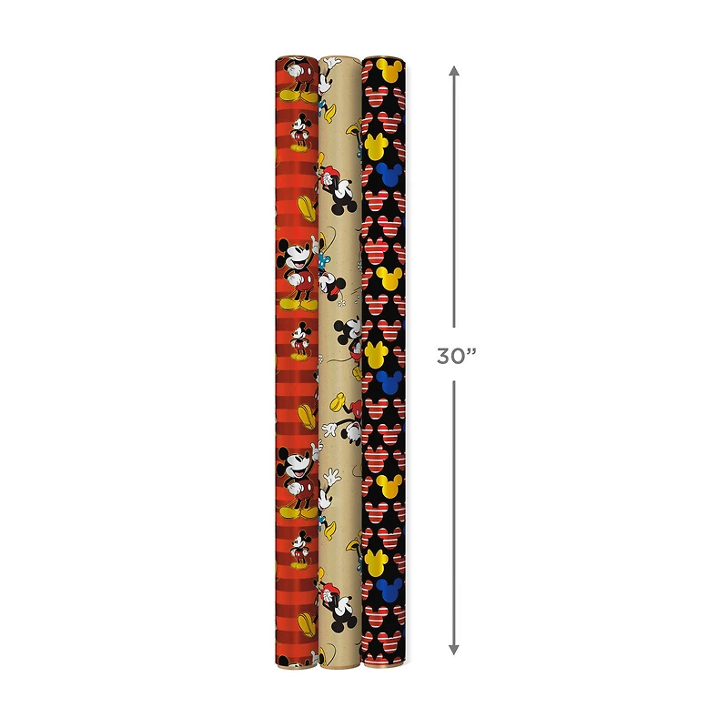Disney Mickey Mouse 3-Pack Wrapping Paper Roll Bundle, 60 sq. ft. total for only USD 16.99 | Hallmark
