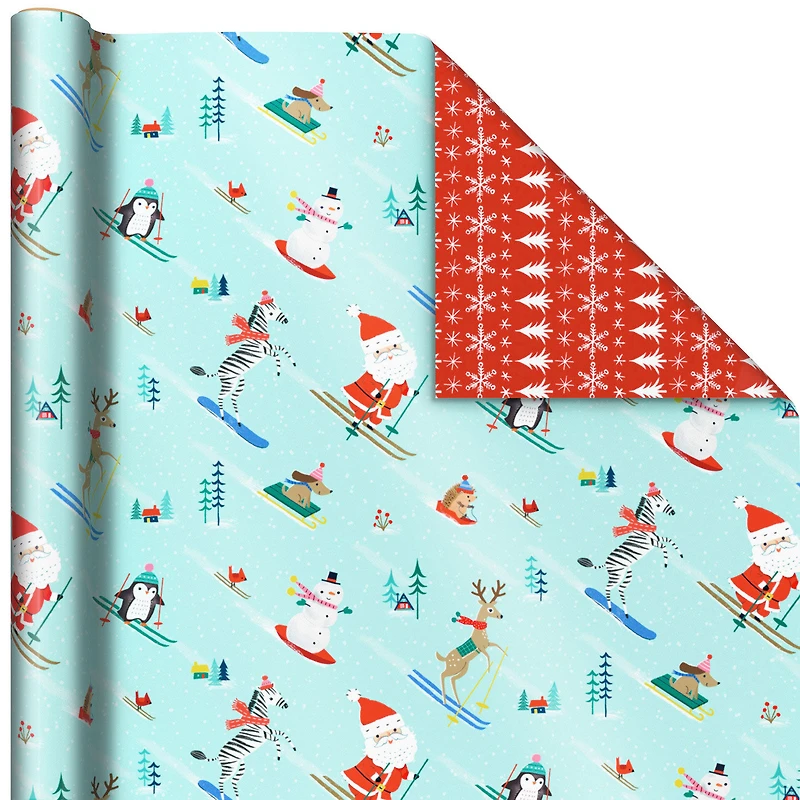 Santa and Friends 3-Pack Reversible Christmas Wrapping Paper, 120 sq. ft. for only USD 16.99 | Hallmark