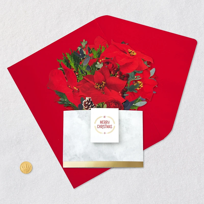 Merry Christmas Poinsettia Flower Bouquet 3D Pop-Up Christmas Card for only USD 12.99 | Hallmark