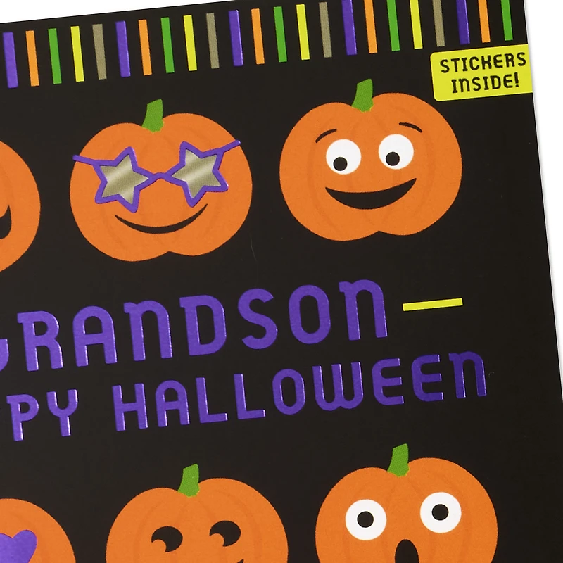 Fun Pumpkin Faces Halloween Card With Stickers for Grandson for only USD 4.99 | Hallmark