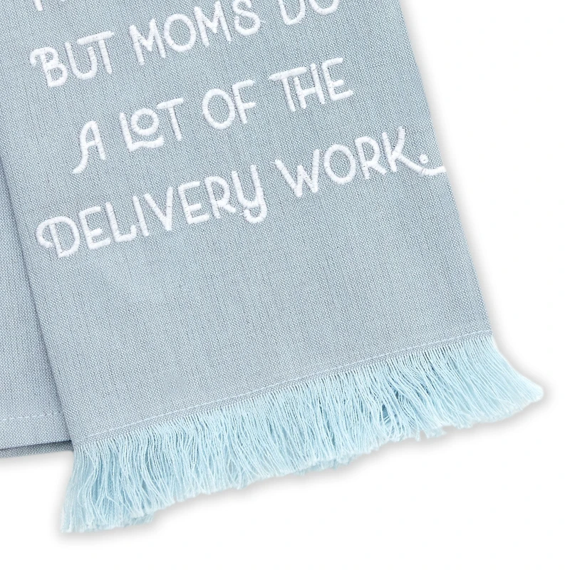 Mom Delivers Blue Fringed Tea Towel, 18x26 for only USD 14.99 | Hallmark