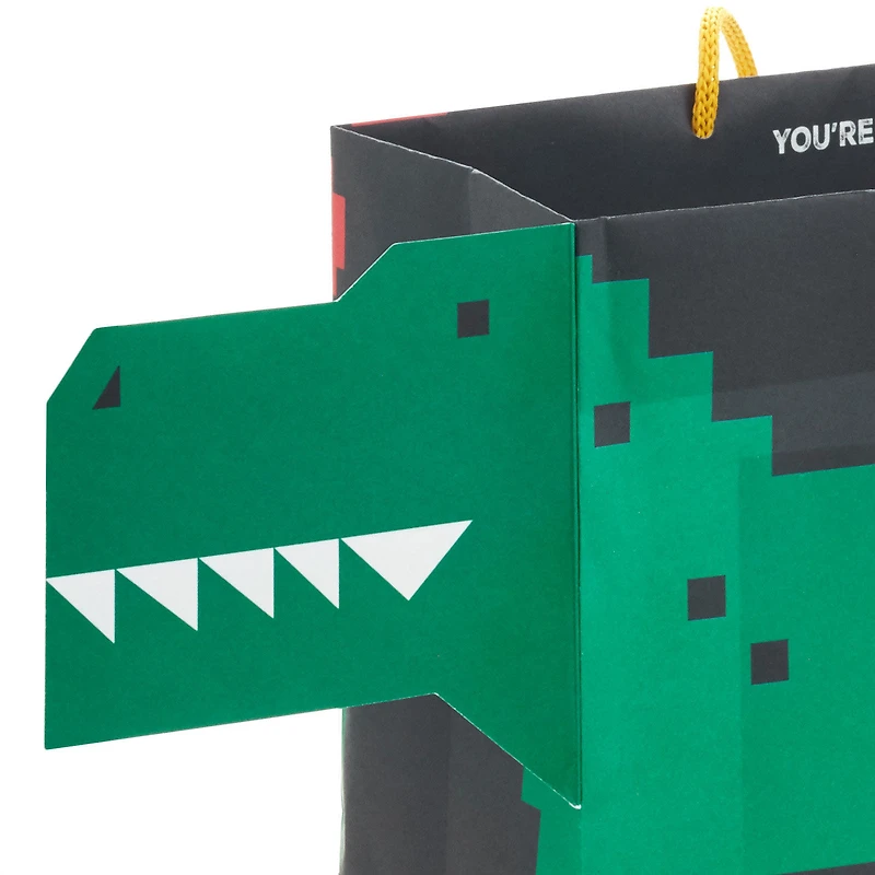 7.7" 8-Bit Dinosaur Medium Horizontal Birthday Gift Bag for only USD 3.99 | Hallmark