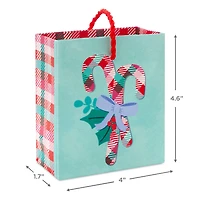 4.6" Plaid Candy Canes on Aqua Christmas Gift Card Holder Mini Bag for only USD 2.49 | Hallmark