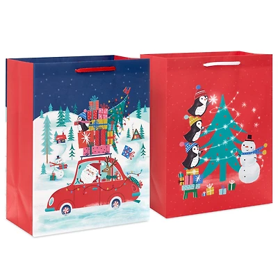 11.5" Penguin Holiday Fun 2-Pack Large Gift Bag Bundle for only USD 6.99 | Hallmark